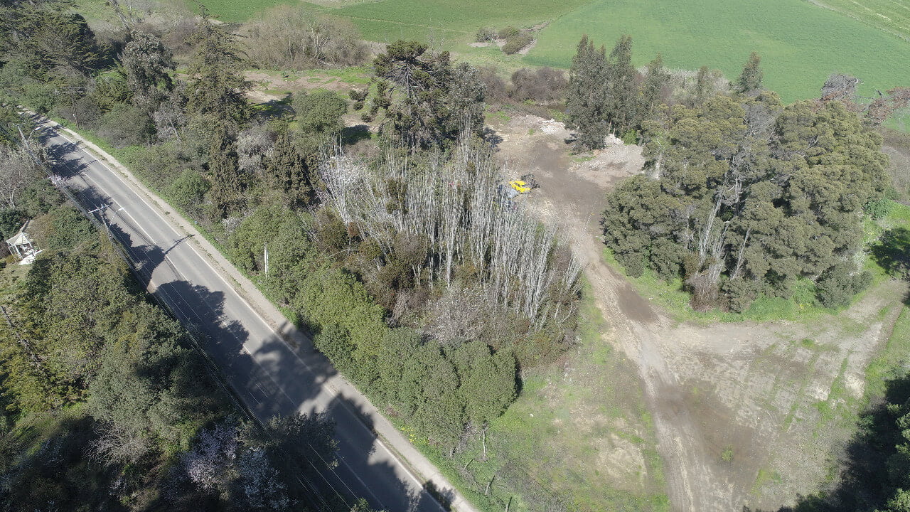 Vista aérea del terreno de Ribera Maipo y sus accesos